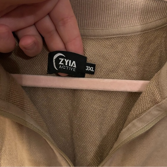 ZYIA Active Tan 1/4 Zip Cowl Pocket Jacket Pullover Size 3x Athleisure Winter - Picture 4 of 12